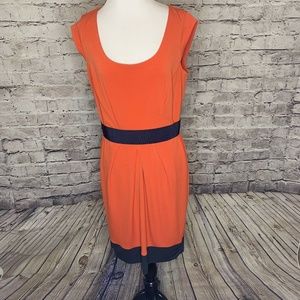Ann Taylor Orange Navy Blue Elastic Belt Sz 8